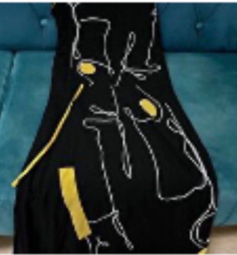 Siyah Baskılı Uzun Kollu Kadın Elbise ŞALVAR - Görsel 2