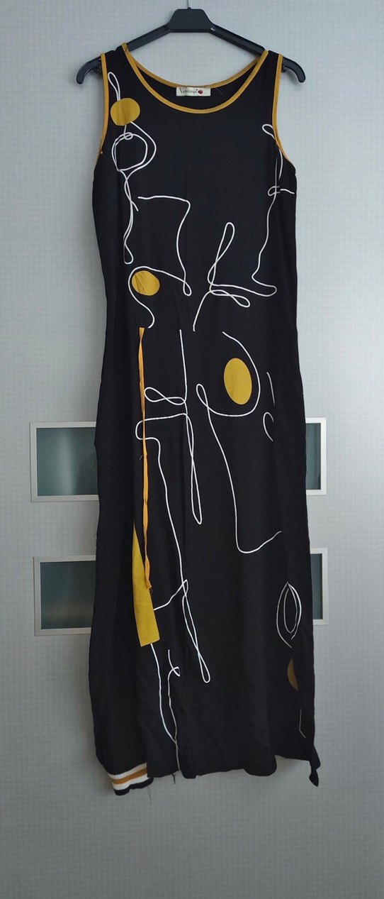 Siyah Baskılı Uzun Kollu Kadın Elbise ŞALVAR - Görsel 4