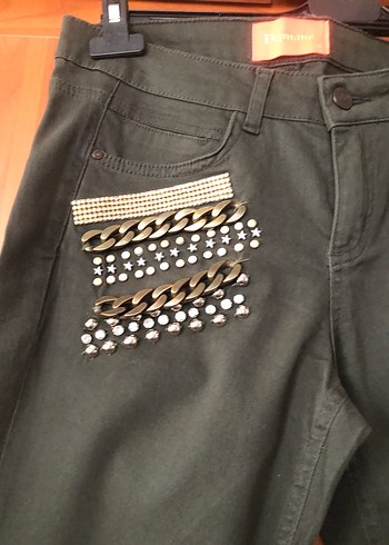 Zincir Detaylı İşlemeli Kadın Kot Pantolon - Görsel 7