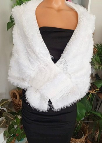 Çeyiz Beyaz Örgü Kadın Şal / etol - Görsel 4