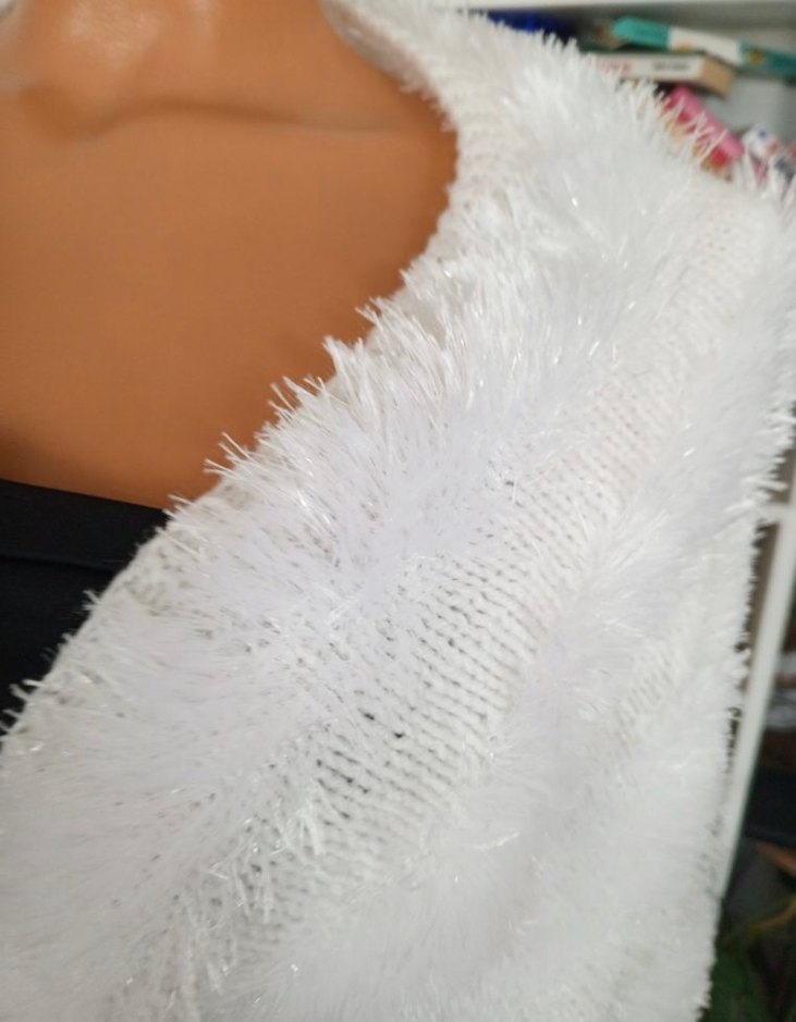 Çeyiz Beyaz Örgü Kadın Şal / etol - Görsel 3