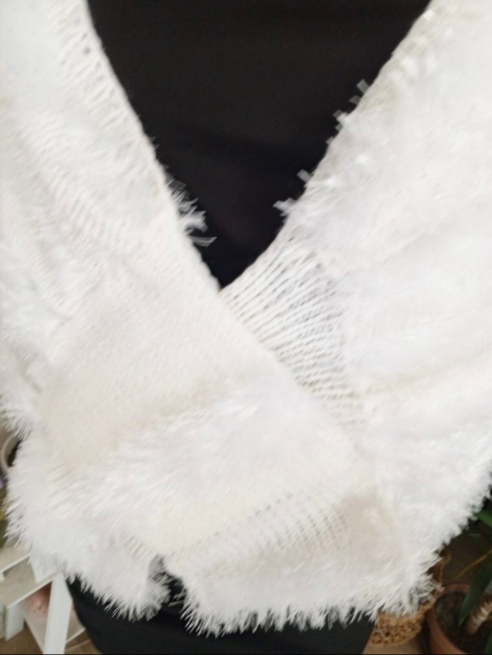 Çeyiz Beyaz Örgü Kadın Şal / etol - Görsel 2