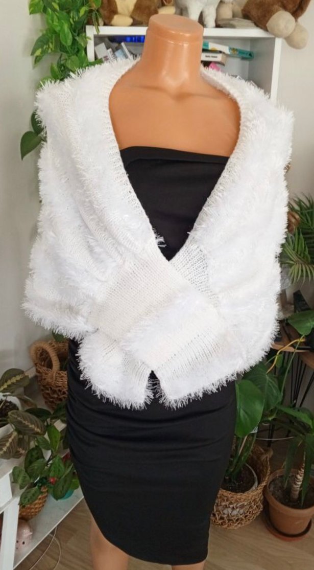 Çeyiz Beyaz Örgü Kadın Şal / etol - Görsel 4