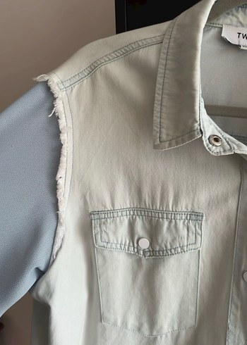 Twist Denim Düğmeli Salaş Gömlek - Görsel 6