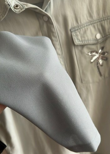 Twist Denim Düğmeli Salaş Gömlek - Görsel 3