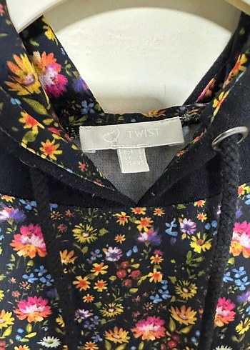 Twist Çiçek Desenli Kapüşonlu Kadın Sweatshirt - Görsel 4