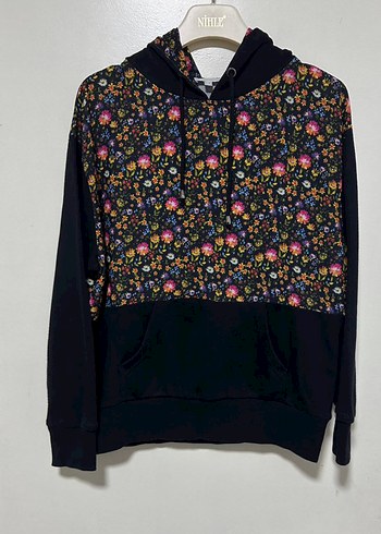 Twist Çiçek Desenli Kapüşonlu Kadın Sweatshirt - Görsel 3