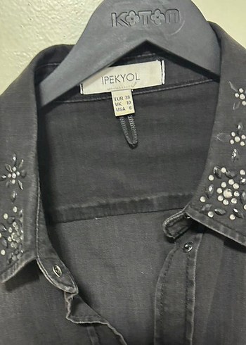 İpekyol Nakış İşlemeli Denim Kadın Gömlek - Görsel 3