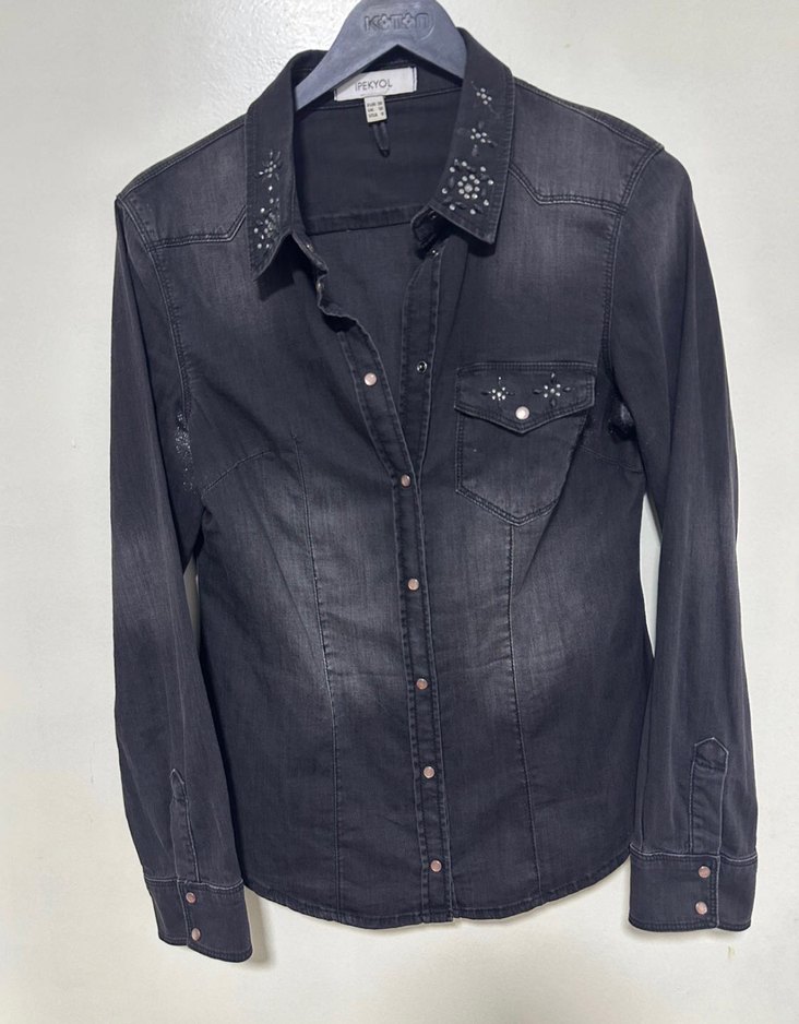 İpekyol Nakış İşlemeli Denim Kadın Gömlek - Görsel 4