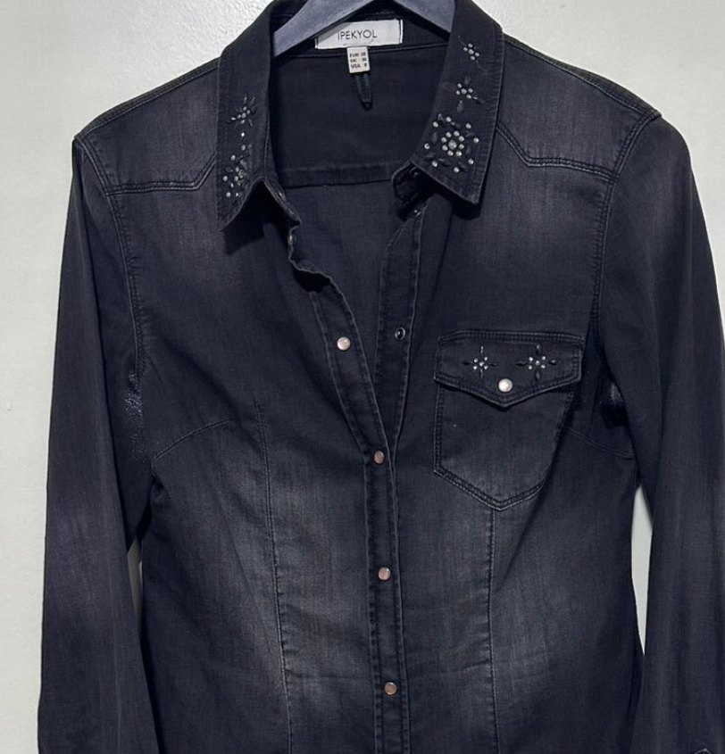 İpekyol Nakış İşlemeli Denim Kadın Gömlek - Görsel 2