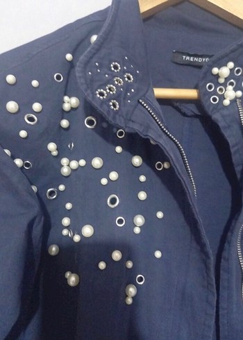 Trendyol incili Denim Kadın trençkot - Görsel 2