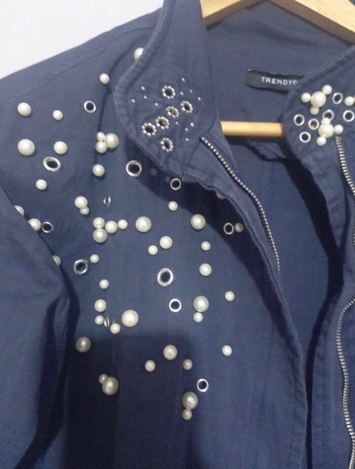 Trendyol incili Denim Kadın trençkot - Görsel 2