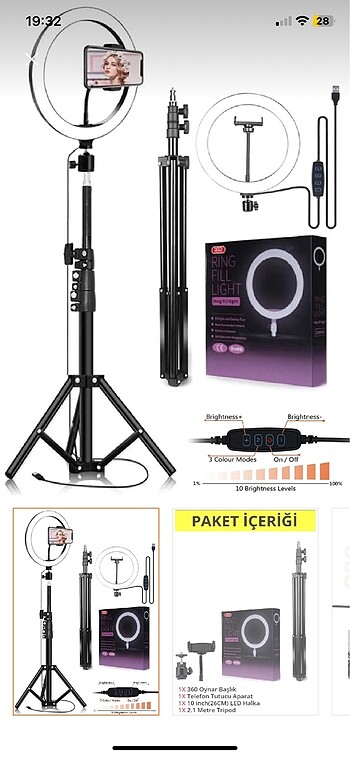 Metre tripod selfie makyaj ışığı