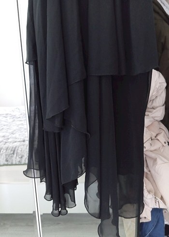Zara Uzun Siyah Gotik Drapeli Kadın Elbise