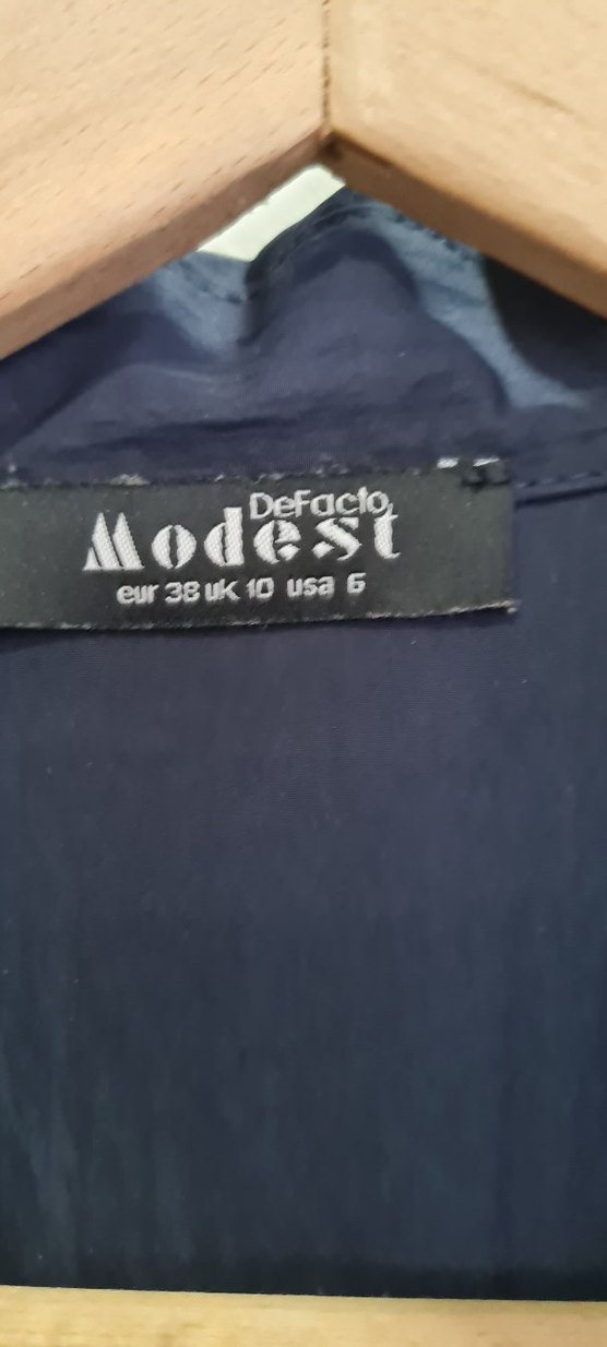 Lacivert gömlek yaka paraşüt uzun kollu elbise - Görsel 4