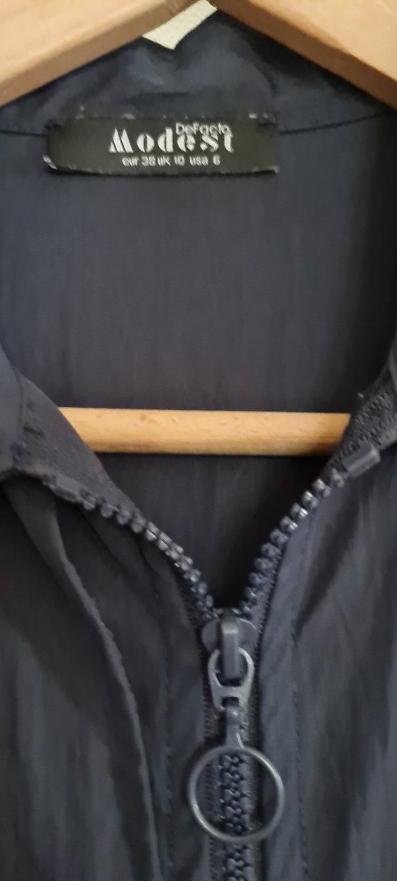 Lacivert gömlek yaka paraşüt uzun kollu elbise - Görsel 3