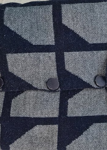 Düğmeli Gri Midi Kadın Hırka - Görsel 2