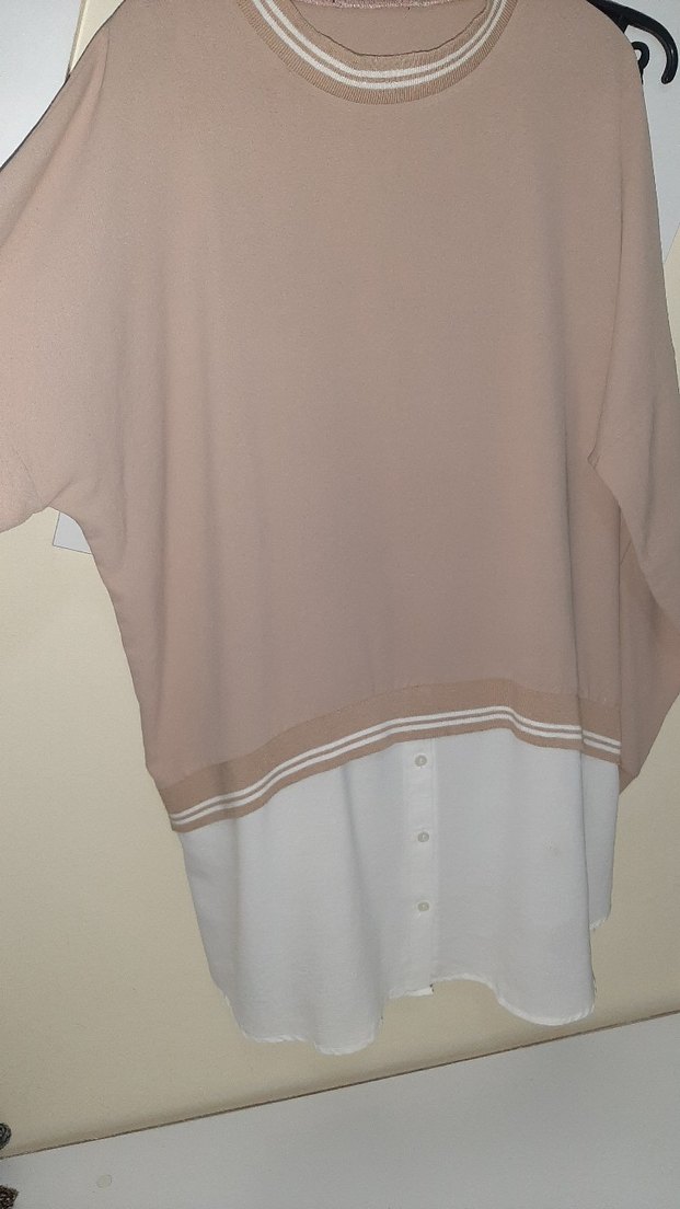 Bej Düğmeli harika kumaş Uzun Kollu, Salaş Kesim. - Görsel 3