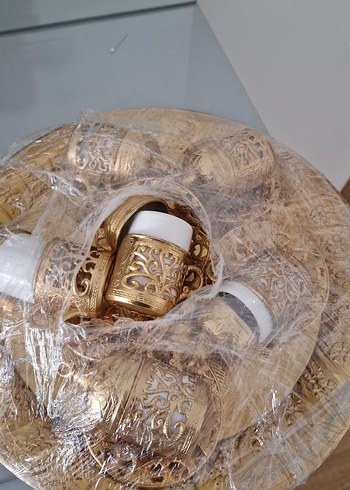 Altın Renkli İşlemeli Kahve Fincanı Takımı - Görsel 3