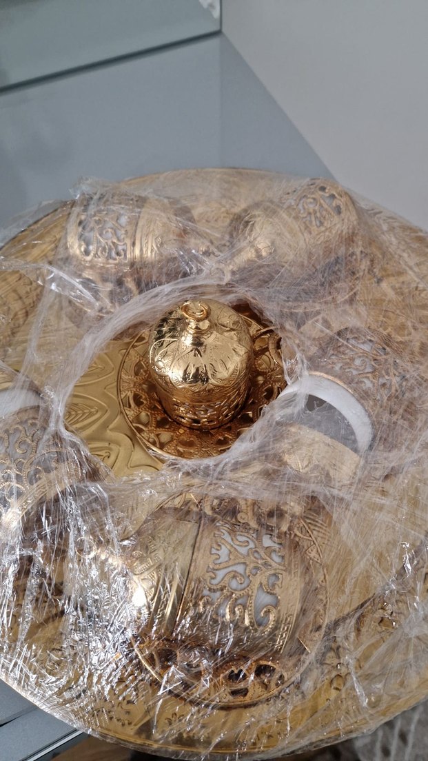 Altın Renkli İşlemeli Kahve Fincanı Takımı - Görsel 2