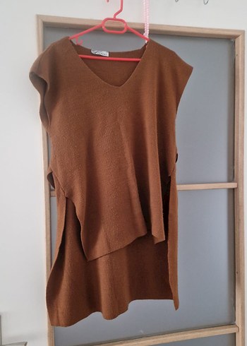 Kahverengi Kemerli Bohem Yün Süveter - Görsel 2