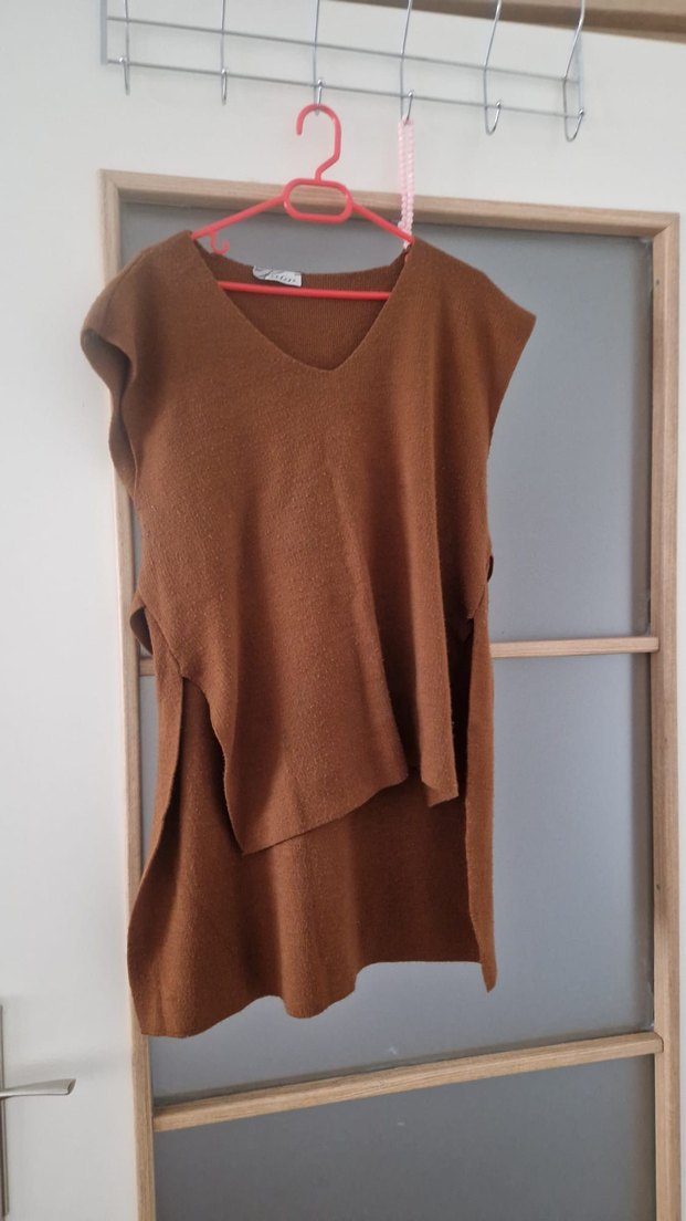 Kahverengi Kemerli Bohem Yün Süveter - Görsel 2