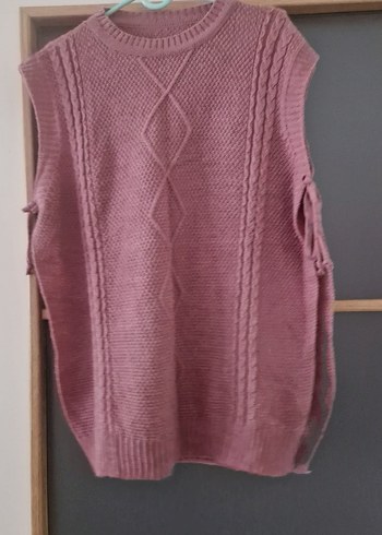 Pembe Bohem Örgü Kadın Süveter - Görsel 2