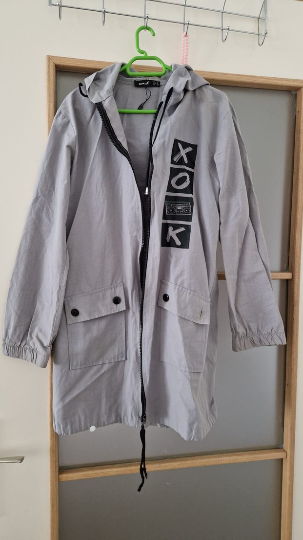 Düğmeli Gri Midi  Ceket 14 15 yaş için de uygun - Görsel 3