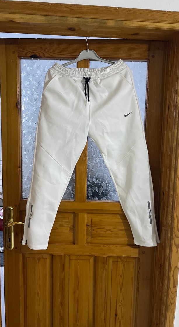 Erkek Beyaz Spor Fermuarlı Sweatpant - Görsel 3