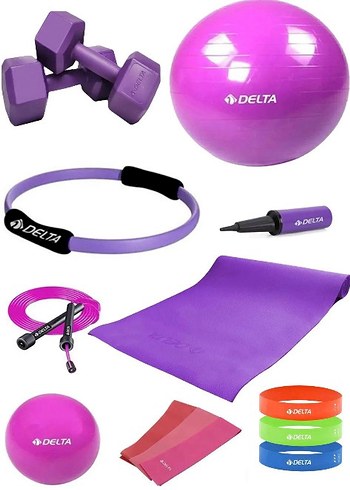 Delta Mor Pilates Topu ve Egzersiz Seti 14 parça