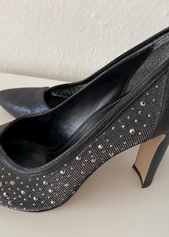 37 Beden siyah Renk Siyah Süet Pullu Stiletto Topuklu Kadın Ayakkabı
