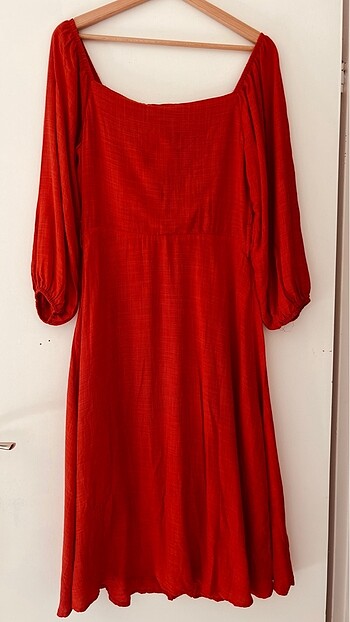 xl Beden bordo Renk Trendyol & Milla Canyon 42 Keten Midi Elbise