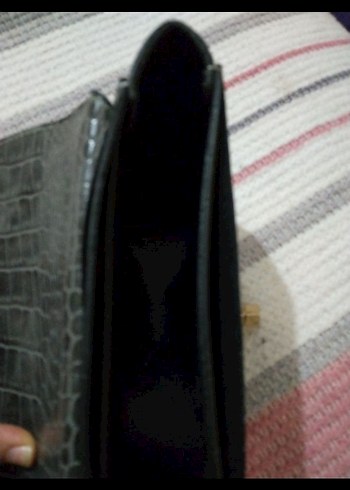 Gri Yılan Desenli Deri Kadın Çanta - Görsel 5