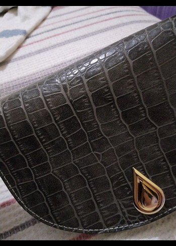 Gri Yılan Desenli Deri Kadın Çanta - Görsel 6