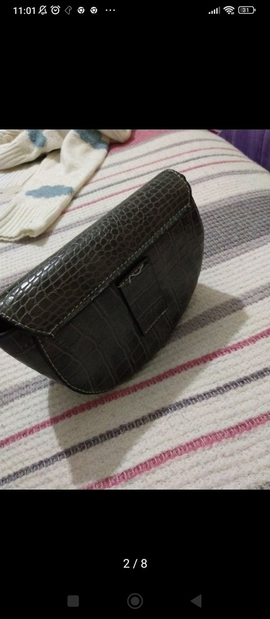 Gri Yılan Desenli Deri Kadın Çanta - Görsel 3