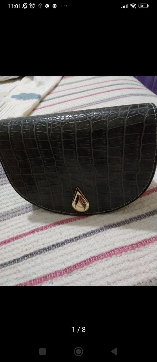 Gri Yılan Desenli Deri Kadın Çanta - Görsel 4