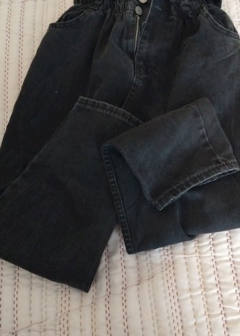 Kadın Siyah Bol Kesim Midi Kot Pantolon - Görsel 5