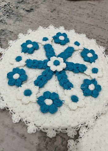 El Yapımı Beyaz Mavi Banyo Süngeri Seti - Görsel 3