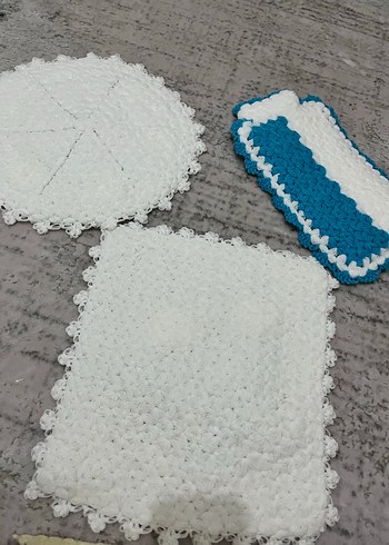 El Yapımı Beyaz Mavi Banyo Süngeri Seti - Görsel 2