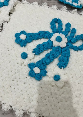 El Yapımı Beyaz Mavi Banyo Süngeri Seti - Görsel 5