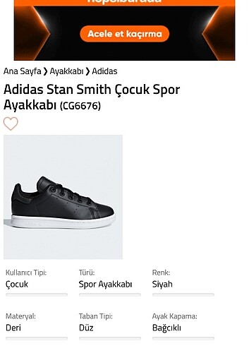 ADİDAS STAN SMİTH ORJİNAL 30.5 NUMARA
