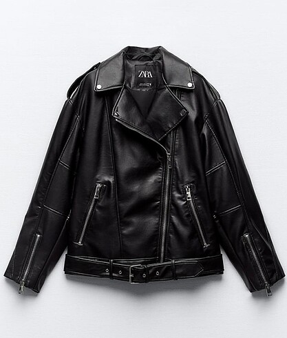 Zara Oversize Suni Deri Siyah Ceket