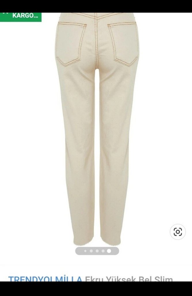 Trendyol & Milla Ekru Yüksek Bel Mom Jeans - Görsel 2