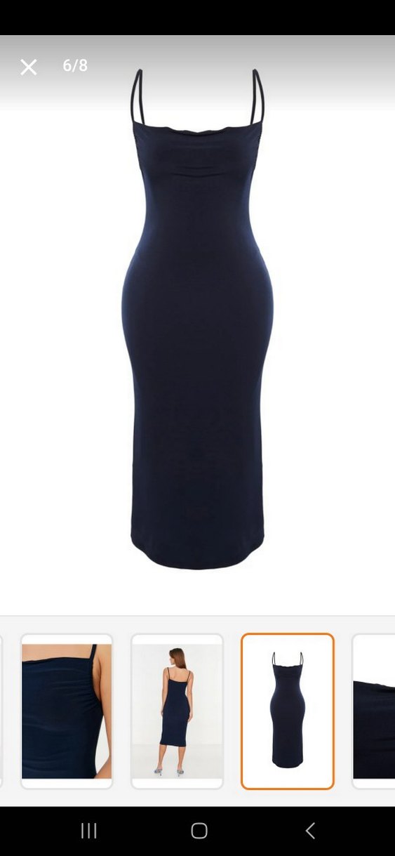 Mavi Straplez Uzun Kalem Elbise - Görsel 2