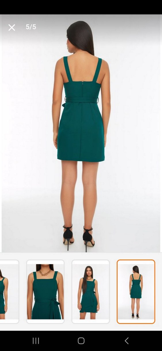 Trendyol & Milla Turkuaz Midi Straplez Elbise - Görsel 2