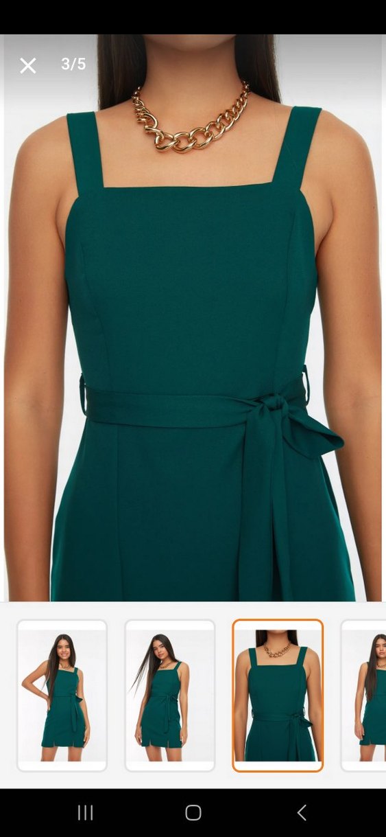 Trendyol & Milla Turkuaz Midi Straplez Elbise - Görsel 3