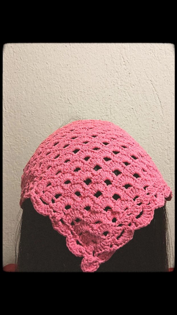 Pembe Dantel Örgü Saç Bandı - Görsel 2