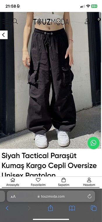 oversize kargo paraşüt kumaş pantolon