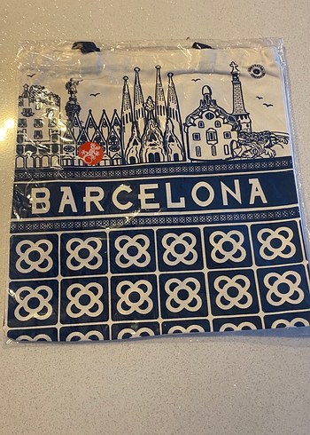 Mavi Baskılı Barcelona Bez Çanta - Görsel 4