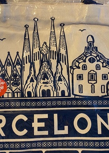 Mavi Baskılı Barcelona Bez Çanta - Görsel 3